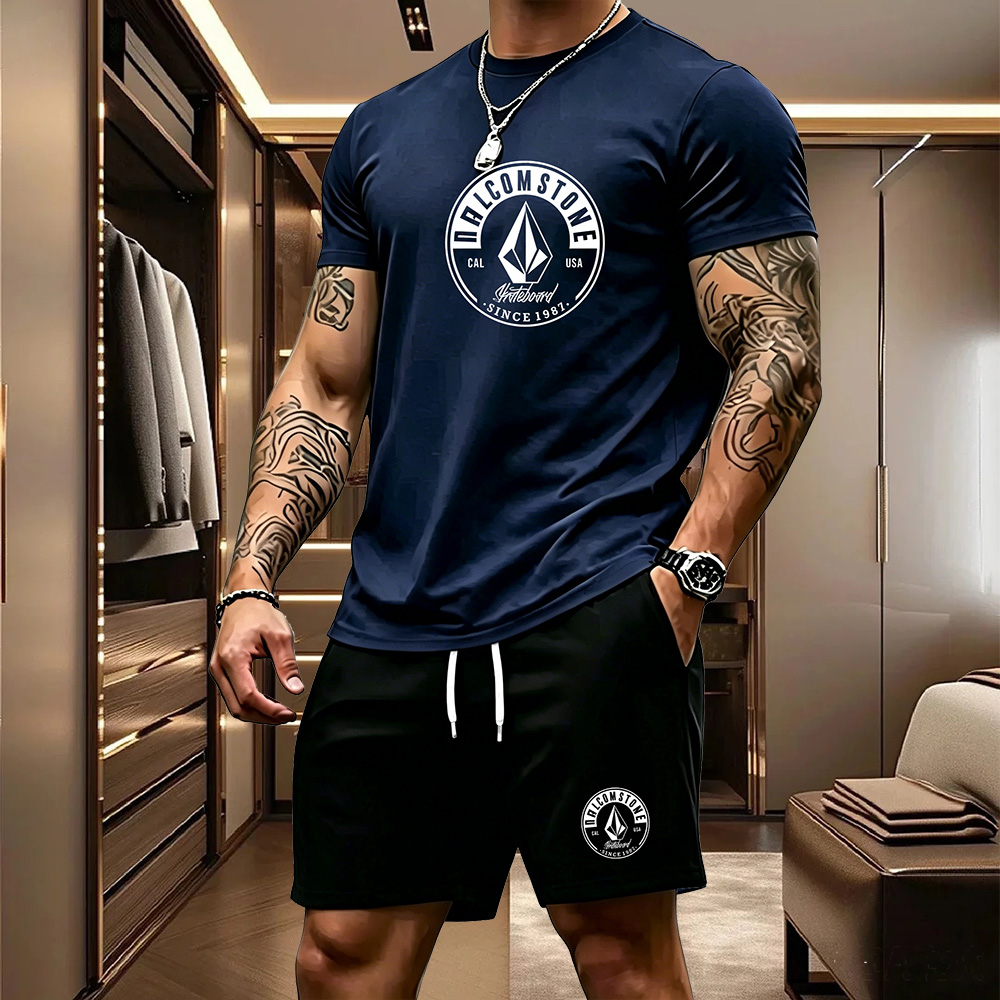Summer Clothing Guys - Мужской повседневный спортивный костюм-двойка: классическая футболка
