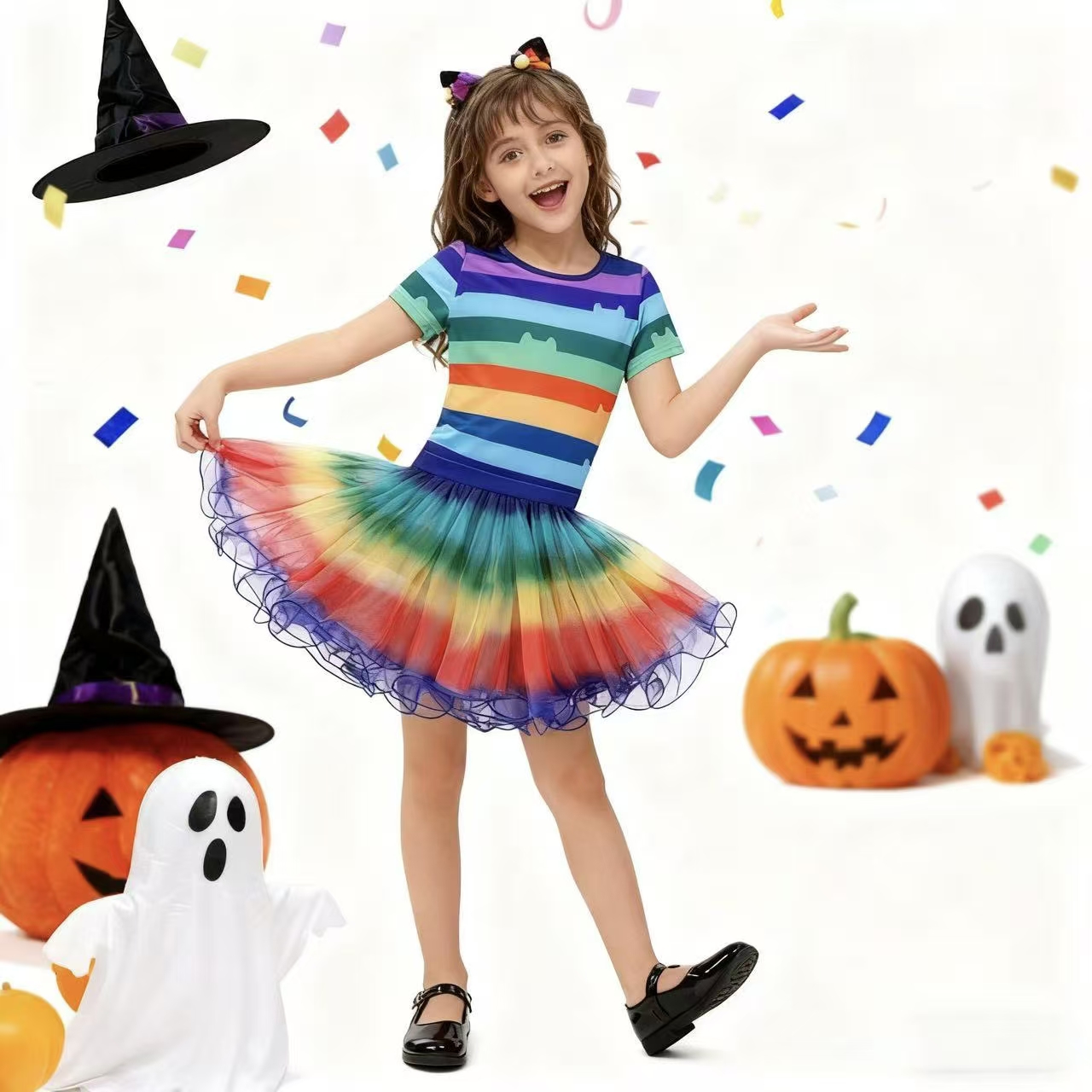 Summer Clothing For Kids Girls - Футболка в радужную полоску для девочек,