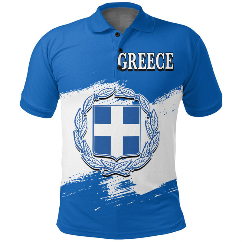 Summer Clothing For Greece - Флаг Греции Карта 3D-принт Поло Рубашка