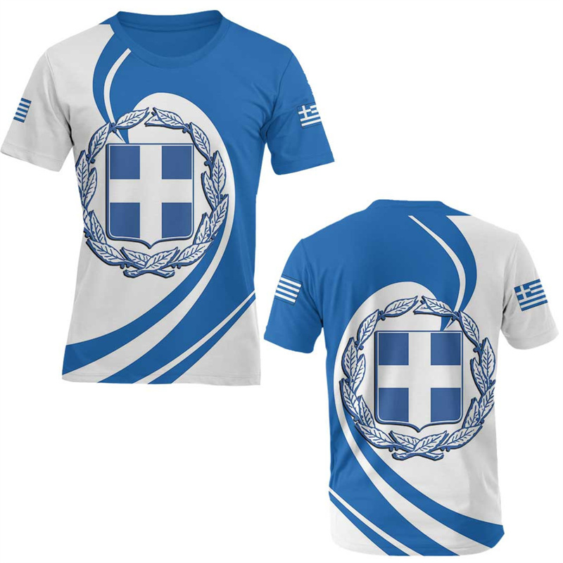 Summer Clothing For Greece - Футболка с 3d принтом флага Греции,