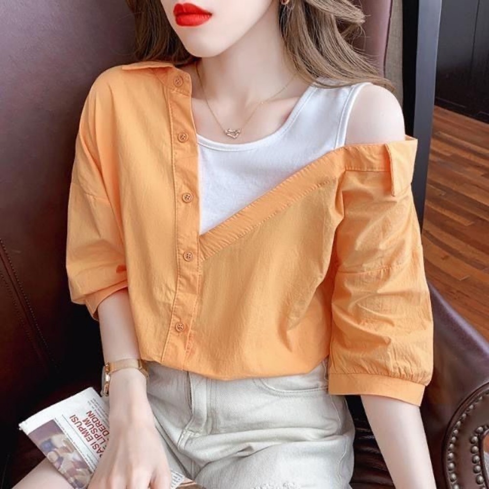 Summer Clothing New Look - Модная повседневная женская рубашка с открытыми