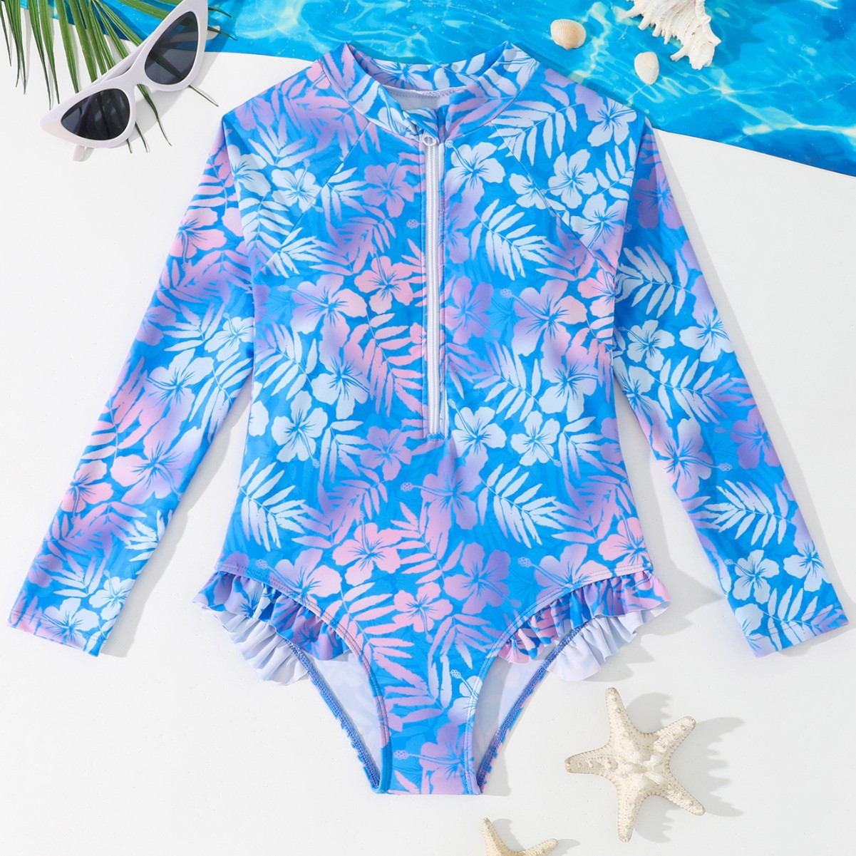 Rash Guard Long Sleeve - Детский слитный купальник с градиентным принтом
