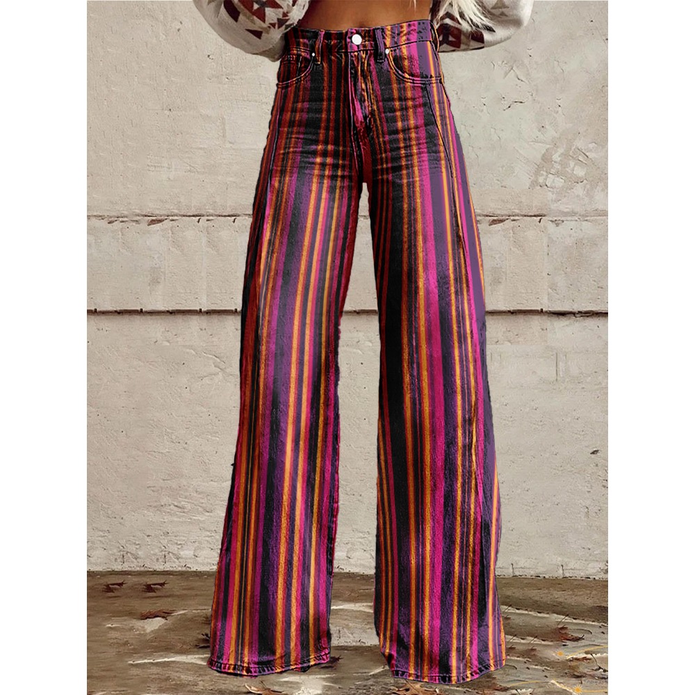 Palazzo Pant Wide - Брюки-клеш в полоску в стиле ретро