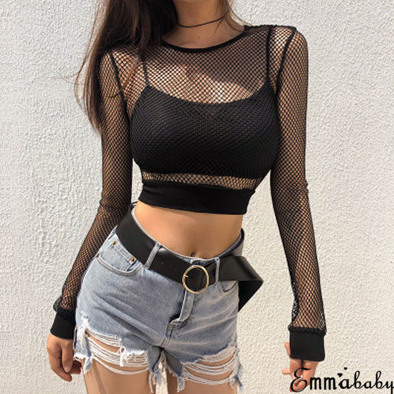 Summer Clothing Old Money - Сексуальный черный сетчатый женский топ в