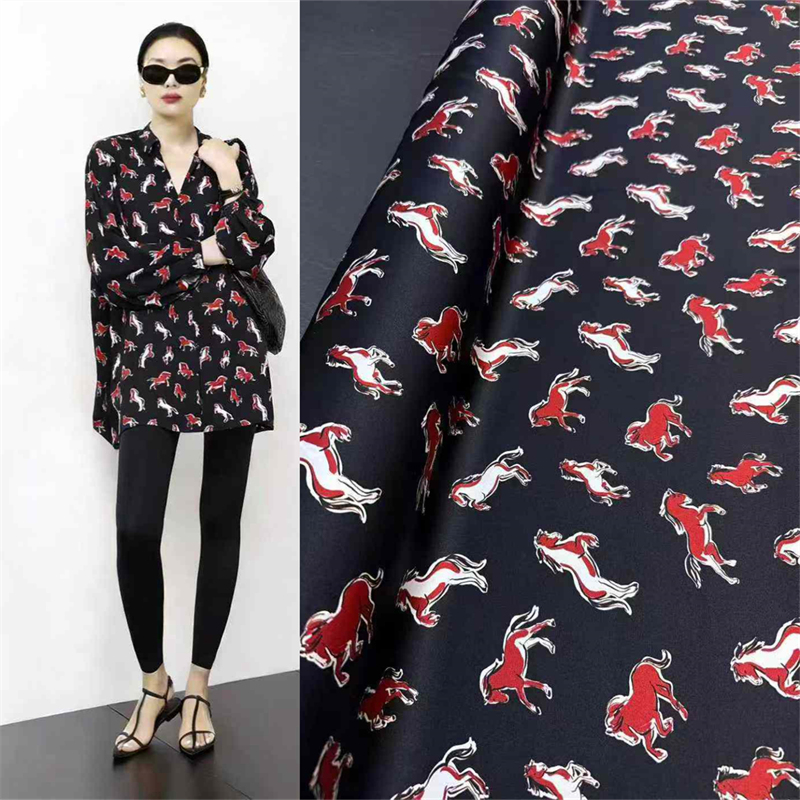 Summer Clothing Material - Дышащая, приятная для кожи черная шелковая