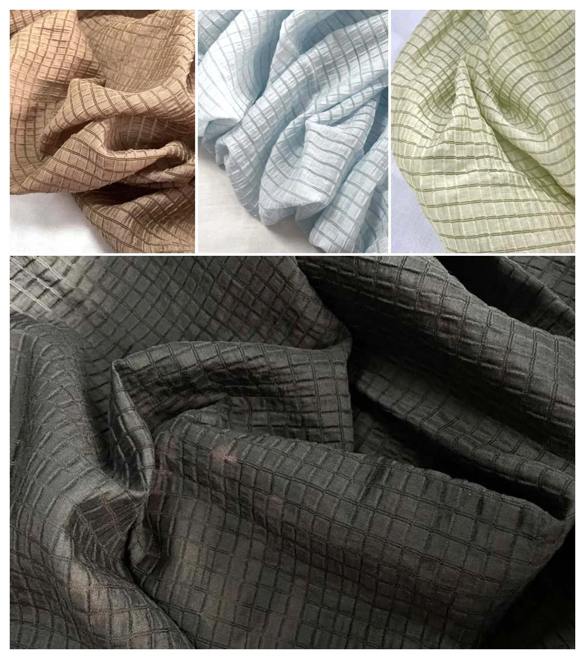 Кремово-желтая клетчатая ткань – обзор и цена Summer Clothing Material