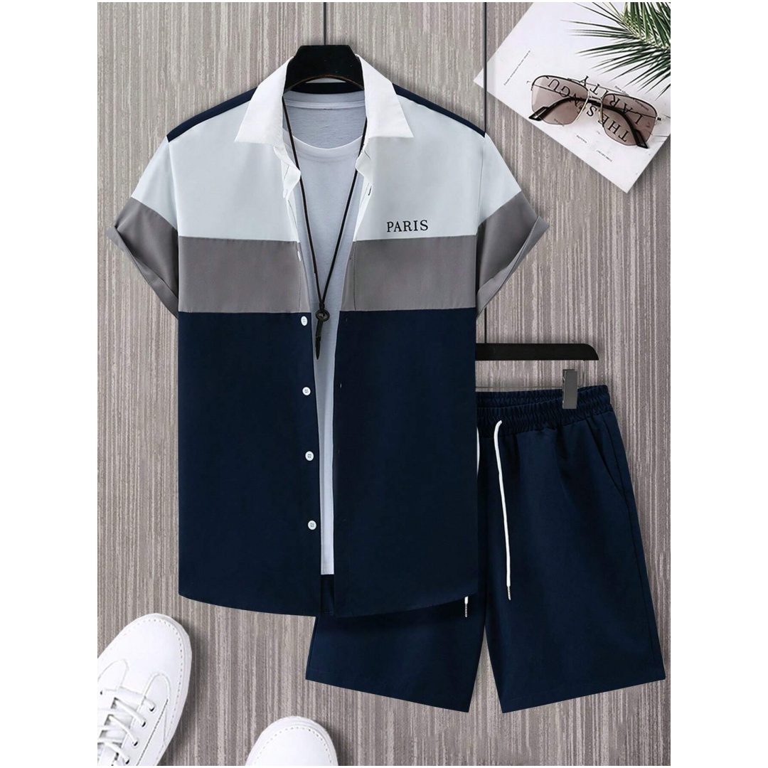 Мужской модный костюм сине-бел – обзор и цена Summer Clothing Guys